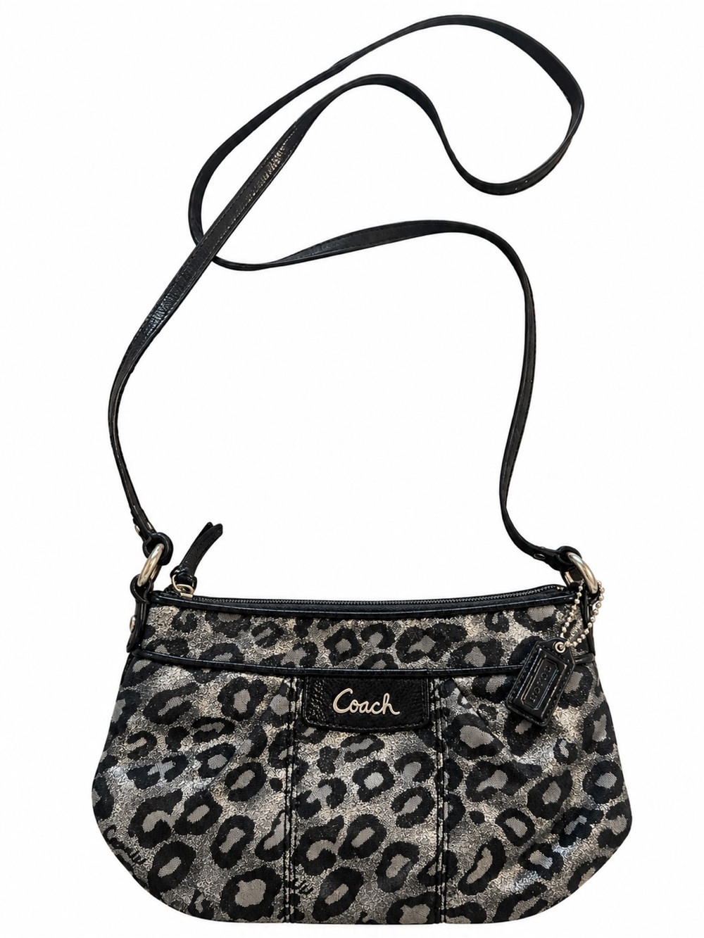 Coach Vintage Metallic Silver  Animal Cheetah Ocelot Print Crossbody Bag